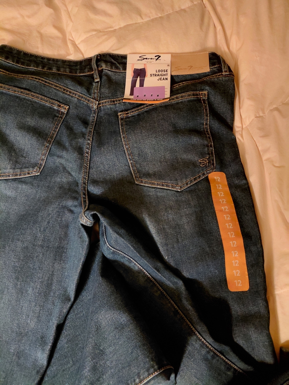 Seven7 Women's Loose Straight Jeans in Dark Blue Denim